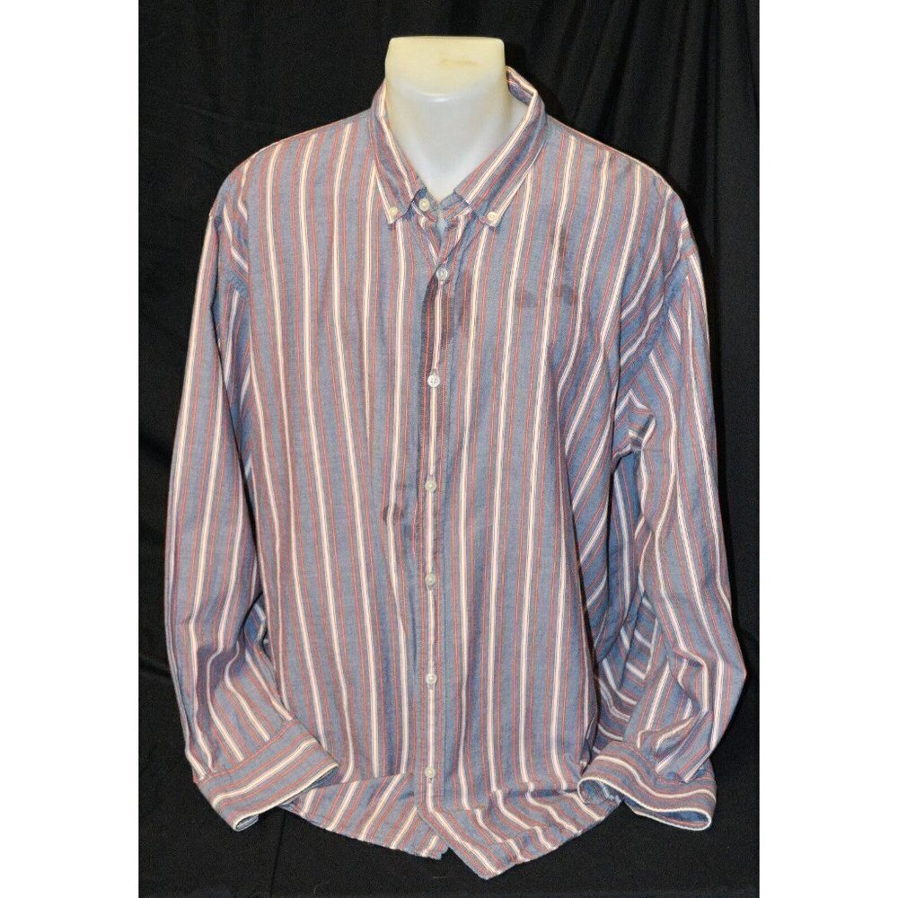 CLAIBORNE by JOHN BARTLETT STRIPED BUTTON DOWN CLASSIC FIT SHIRT SIZE: XXL